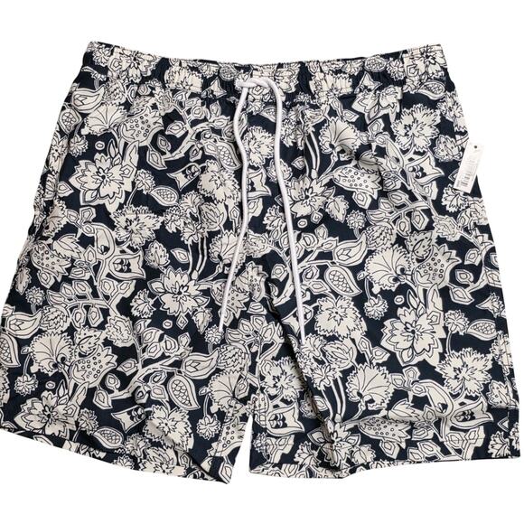 Amazon Essentials Men's Swim Trunks XL Navy Folk Floral Mesh Lining Quick Dry - Picture 8 of 8
